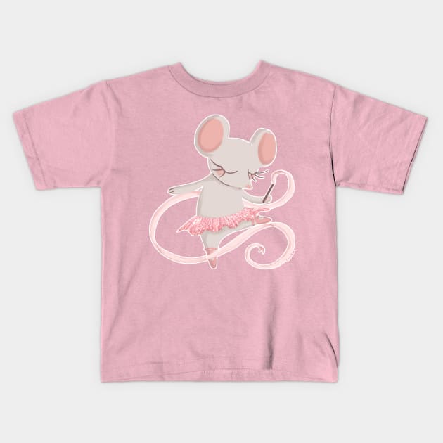 Ballet Mouse Kids T-Shirt by Jan Grackle